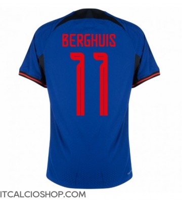 Olanda Steven Berghuis #11 Seconda Maglia Mondiali 2022 Manica Corta